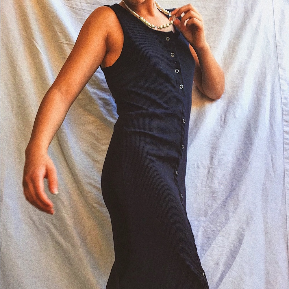 Large black midi dress